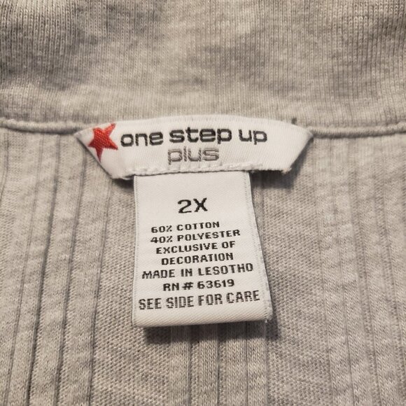 One Step Up Plus Faux Wrap Gray Top - Picture 3 of 6